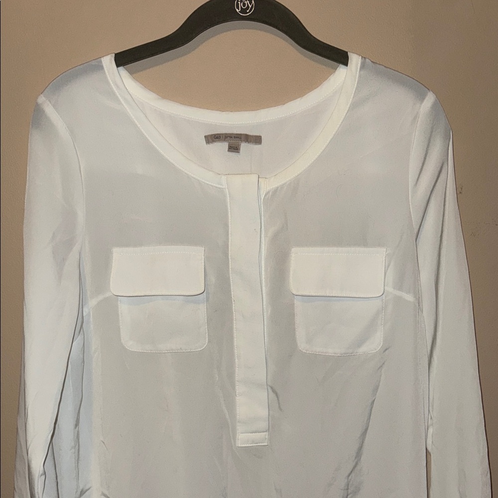 Gap White Quarter Button-Front Blouse - image 3